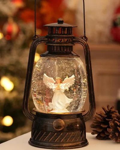 Miniatura 10 de Decoraciones de Navidad para Interiores - Globo de Nieve Musical de Navidad con Temporizador de 6H, Escena Iluminada de Árbol de Navidad de Santa