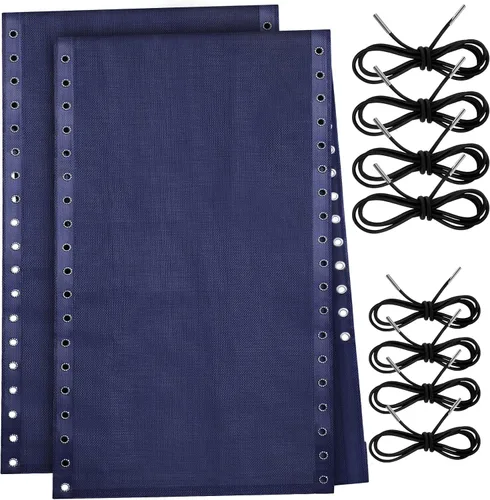 Miniatura 13 de Queekay 2 piezas de tela de repuesto para sillas de gravedad con 8 cuerdas elásticas, kit de reparación de sillas de patio de malla para patio, Negro