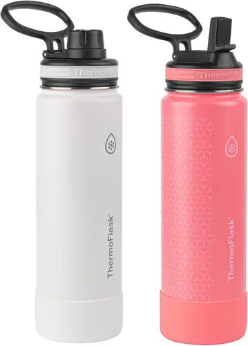 Miniatura 21 de ThermoFlask Botella de agua aislada con tapa de boquilla, a prueba de fugas, botella de agua de acero inoxidable para bebidas frías y calientes