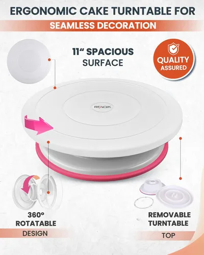 Miniatura 8 de RFAQK Juego de 700 piezas para decoración de pasteles con suministros para hornear - Soporte giratorio para pasteles para decorar con moldes