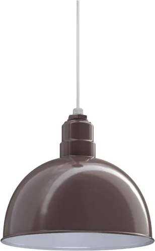 Miniatura 77 de Steel Lighting Co. Colgante de cuenco rosa Lámpara montada en el techo Cúpula de 15 pulgadas vástago de 12 pulgadas Estilo granero de acero