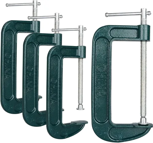 WOPPLXY 4 abrazaderas C resistentes de 6 pulgadas, resistencia industrial, límite de carga de 1200 libras, abrazaderas C de hierro de calidad con