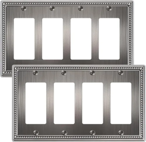 Miniatura 99 de Paquete de 4 placas de cubierta para interruptor de luz de palanca individual, cubiertas decorativas de perlas, placa de pared de metal almendra