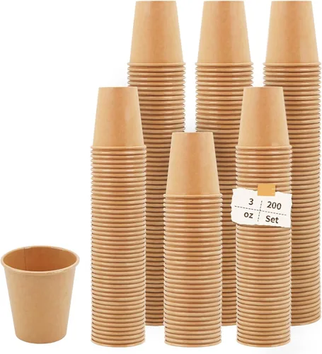 Miniatura 15 de Vasos de papel kraft de 12 onzas, 200 unidades, desechables para bebidas de café frío y caliente, para picnic y vida cotidiana, oficina y viajes
