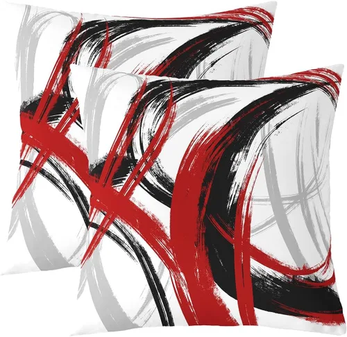Miniatura 17 de Juego de 2 fundas de almohada abstractas de 16 x 16 pulgadas para niños, niñas, adolescentes, decoración de dormitorio, moderna a rayas, decoración