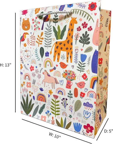 Miniatura 2 de Bolsa de regalo de animales coloridos divertidos de 13 pulgadas para niños, mediana y grande