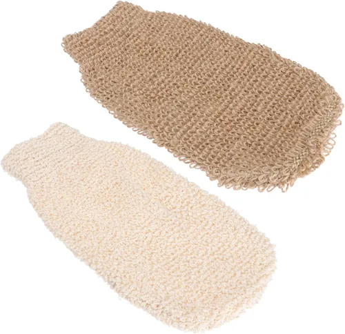 FRCOLOR Guantes de baño exfoliantes, 2 unidades, guantes de lufa, exfoliantes, tejido para baño, toallas de limpieza para la espalda, 2 uds