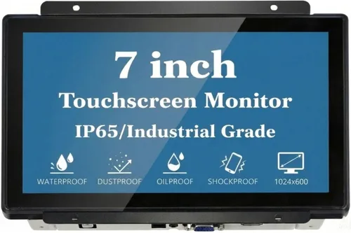Monitor capacitivo de pantalla táctil de marco abierto de 7 pulgadas, 1024 x 600, IP65, VESA+Montaje en panel, para quiosco, automatización, POS,