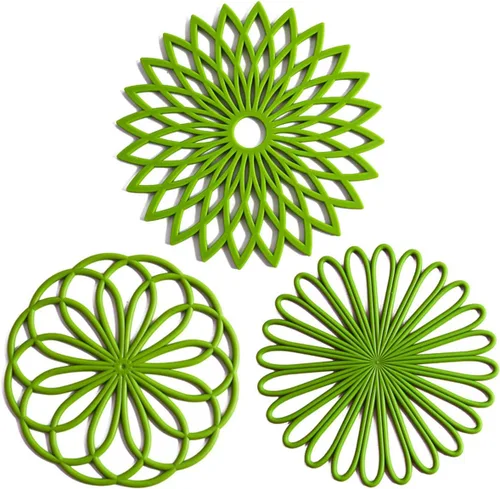 Miniatura 9 de Juego de 3 salvamanteles de silicona, almohadillas calientes para mesa y encimera, salvamanteles para platos calientes, antideslizantes y 2-GRIS
