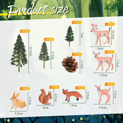 Miniatura 2 de Sratte Juego de 26 figuras de animales del bosque, juguetes de caza, juguetes de caza, suministros de diorama para regalo de regreso a clases