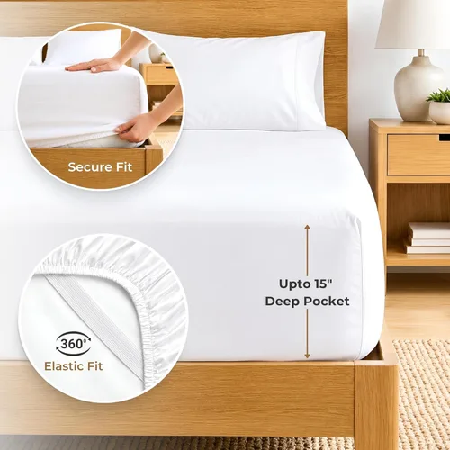 Miniatura 8 de SGI bedding Sábanas de Algodón Egipcio 100% Tamaño Full XL – Juego de Sábanas de 600 Hilos, Suaves, Frescas, Bolsillo Profundo de 16", Ropa de Cama