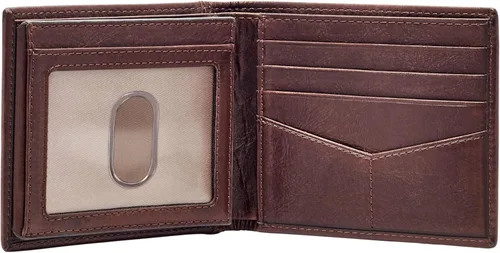 Miniatura 7 de Fossil Billetera plegable de cuero para hombre con ventana de identificación abatible para hombres