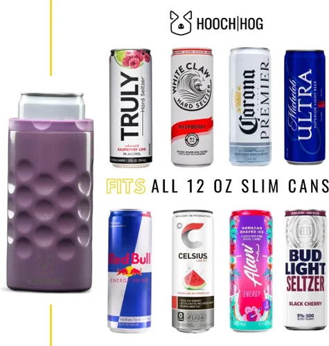 Miniatura 2 de Hooch Hog - Porta-latas aislante de acero inoxidable para latas delgadas de 12 oz. Para latas delgadas: 3 porta-latas aislantes para Michelob Ultra