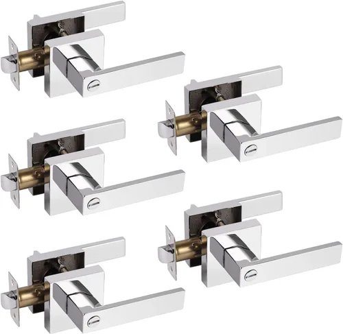 Miniatura 39 de Probrico Paquete de 4 manijas de puerta simuladas en negro mate, manijas interiores que no giran, manijas reversibles resistentes para interiores