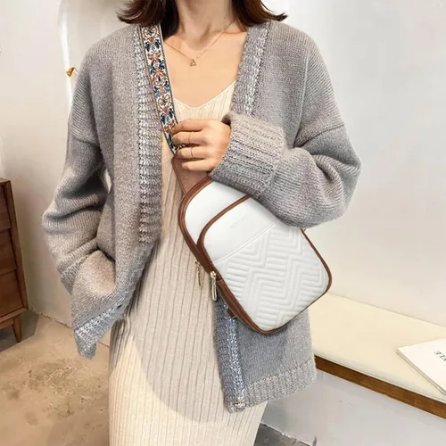 Miniatura 2 de BOSTANTEN Bolso bandolera acolchado, bolsos cruzados para mujer, bolso cruzado de cuero, riñonera con correa de guitarra ajustable