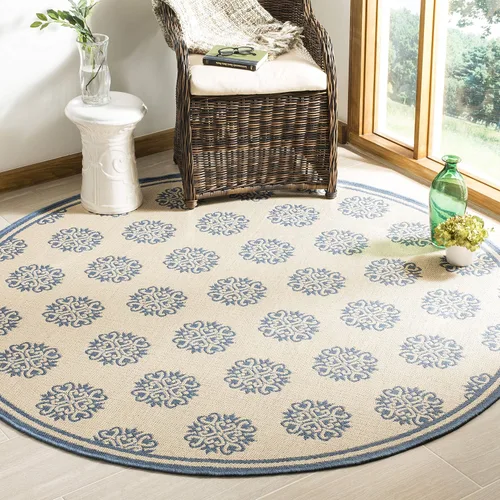 Miniatura 20 de SAFAVIEH Alfombra lavable al aire libre Linden Collection – 6'7" cuadrada, crema y beige, no desprende pelusa y fácil de limpiar, ideal para patio