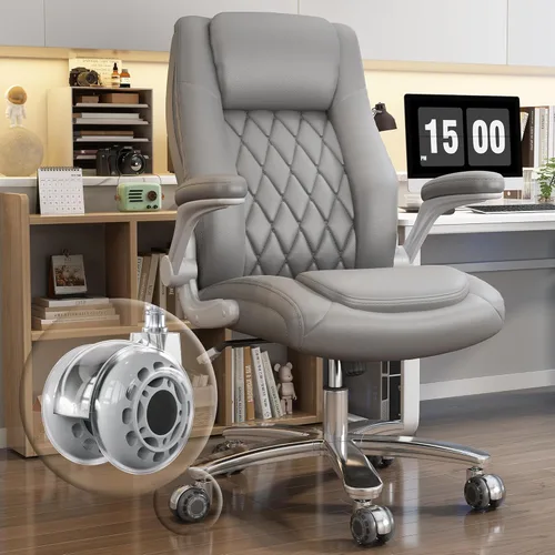 Miniatura 9 de GYI O205P - Silla de oficina ejecutiva de respaldo alto, silla de oficina grande y alta de 400 libras con ruedas de goma, sillas de escritorio Blanco