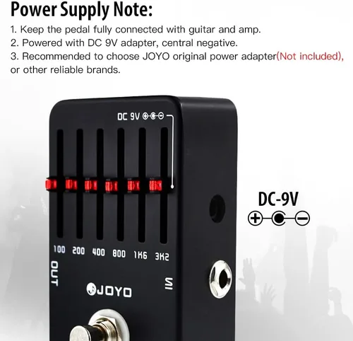 Miniatura 5 de JOYO Pedal ecualizador de guitarra eléctrica de 6 bandas (100Hz 200Hz 400Hz 800Hz 1.6kHz 3.2kHz) Proporciona ±18dB para cada banda (JF-11)
