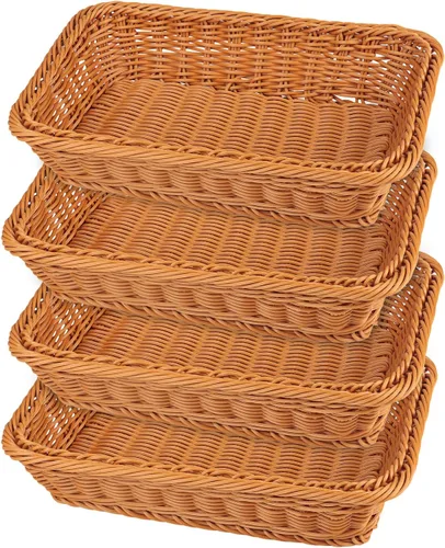 Miniatura 11 de 3 piezas de cesta de mimbre para pan de 16 pulgadas, cesta de servicio tejida, cesta de servicio de alimentos de mesa para restaurante, panadería