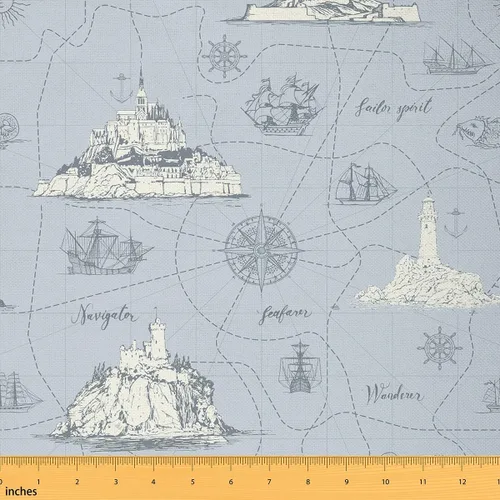 Miniatura 11 de jejeloiu Tela de Tapicería de Concha de Erizo de Mar por Yarda, Tela de Retapizado con Temática Marina Oceánica para Sillas, Tela Decorativa