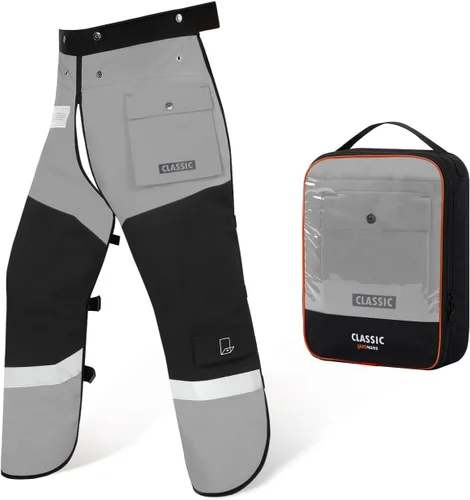 Miniatura 11 de Delantal de seguridad para motosierra de 8 capas, resistente, con cintura ajustable y bolsillo para hombres/mujeres, clásico C, naranja y negro