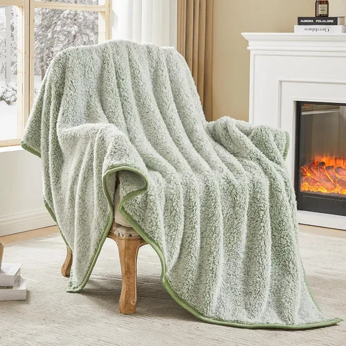 Miniatura 14 de EMME Manta de Forro Polar Sherpa Suave Reversible de Felpa Esponjosa Grande, Manta Bohemia Decorativa Cálida y Ligera para Sofá, Sillón, Dormitorio