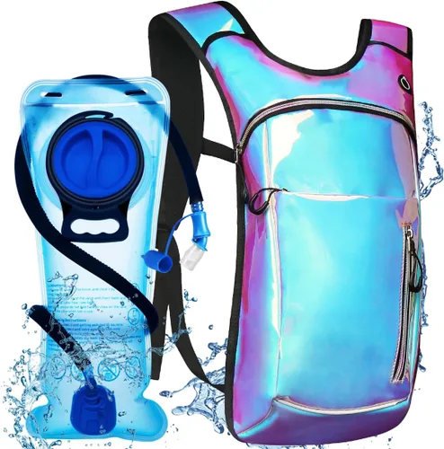 Miniatura 11 de Mochila de hidratación con vejiga de agua de 2 L, mochila de agua para raves, paquete de hidratación de aislamiento ligero para hombres y mujeres
