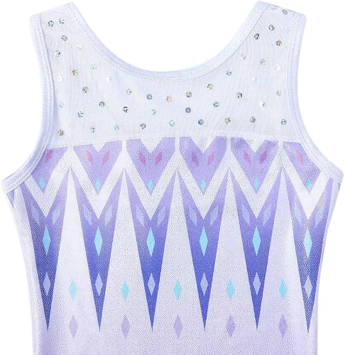 Miniatura 4 de HOZIY Leotardos de gimnasia para niñas y niños, cinta de copo de nieve, azul, morado, rosa intenso brillante, Rosa encendido