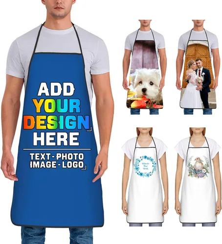 Miniatura 11 de Delantal personalizado para mujer, personalizado para añadir tu propio nombre, texto, logotipo, foto, chef, delantal de cocina para barbacoa