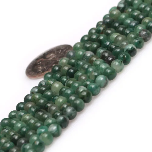 Cuentas de jade africano occidental para hacer joyas, piedras preciosas naturales semipreciosas de 0.157 in, redondas, color verde, 15 pulgadas JOE