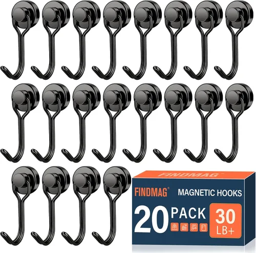Miniatura 22 de FINDMAG Ganchos magnéticos giratorios de 60 libras, paquete de 4 ganchos magnéticos de neodimio resistentes, ganchos magnéticos fuertes para colgar