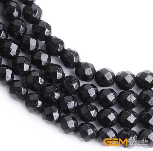 Miniatura 4 de GEM-Inside - Cuentas sueltas de turmalina negra natural de 0.157 pulgadas (0.157 in) facetadas de grado AAA, cuentas de energía de piedra energética