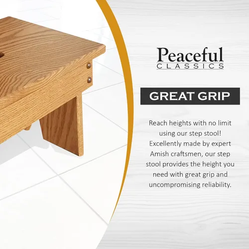 Miniatura 6 de Peaceful Classics Amish Taburete hecho a mano para niños, baño, dormitorio, sala de estar o cocina para adultos, taburete multiusos hecho de roble