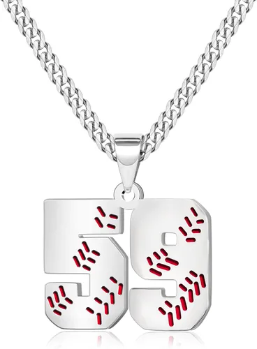 Miniatura 111 de Btysun Collares de béisbol de béisbol número 0-99 dijes de acero inoxidable para hombres, regalos de béisbol, papá, marido, regalo de Navidad