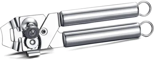 Miniatura 9 de Berglander Abrelatas, abrelatas de acero inoxidable de mano, abrelatas manual de borde liso, resistente 4. plateado