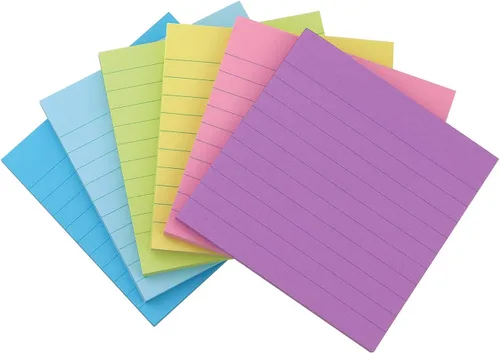 Miniatura 2 de Early Buy Notas adhesivas forradas con líneas 4 x 4 notas autoadhesivas 6 blocs de color caramelo, 60 hojas/bloc