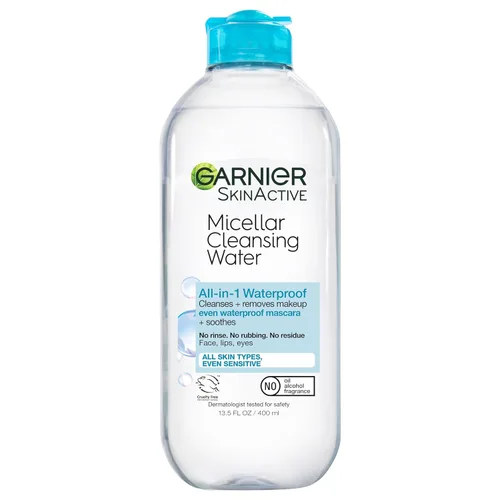 Garnier Agua Micelar para Maquillaje a Prueba de Agua, Limpiador Facial Hidratante y Removedor de Maquillaje, Adecuado para Piel Sensible, Vegano,