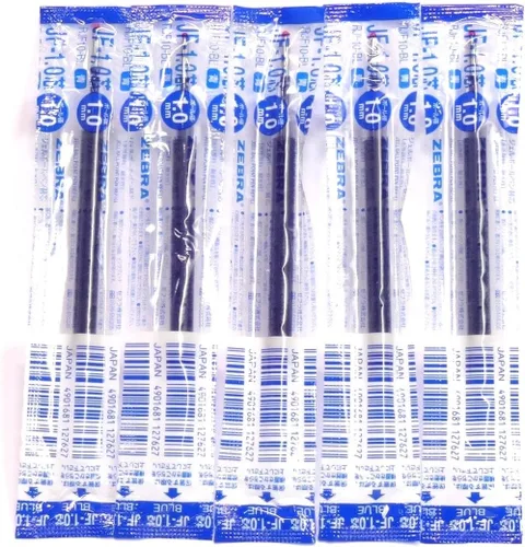 Zebra Recambio de tinta azul de 0.04 pulgadas (JF-1.0), para bolígrafo de gel Zebra Sarasa Clip 1.0 (JJE15-BL), 5 unidades en total (importación