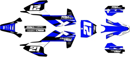 Kit de gráficos para Husqvarna Motocross Electric E-Minis EE3 y EE5 (2020-2023) Orange-Crew Series Azul 09 Mil - Adhesivo para motocross Dirt Pit