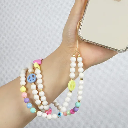 Miniatura 5 de Beaded Phone Charm Lanyard Strap Crossbody Fixed Beads Pearl Neck Chain