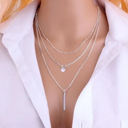 Miniatura 4 de VQGRIXZCE Collar delicado triple de plata de ley S925 multicapa para mujer, regalo de joyería