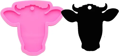 Miniatura 6 de Molde de silicona brillante con forma de cabeza de toro, llavero de cara de vaca, molde de arcilla polimérica, collar hecho a mano, joyería