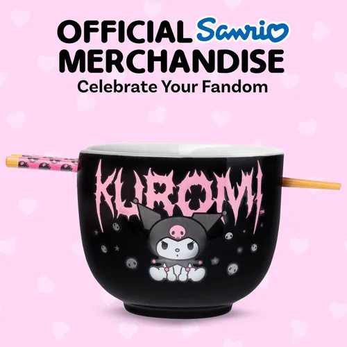 Miniatura 5 de Silver Buffalo Hello Kitty y sus amigos Chococat - Tazón de cerámica para ramen y arroz con palillos, patrón a cuadros, apto para microondas, 20