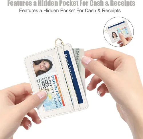 Miniatura 5 de Bolsillo frontal minimalista delgado con bloqueo RFID para tarjetas de crédito, cartera pequeña, bonita funda para tarjetas para mujeres, beige