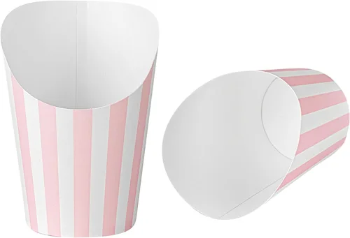 Miniatura 23 de Restaurantware Bio Tek - Recipientes de papas fritas de 12 onzas, 100 tazas desechables de charcutería, diseño inclinado, redondo, a rayas