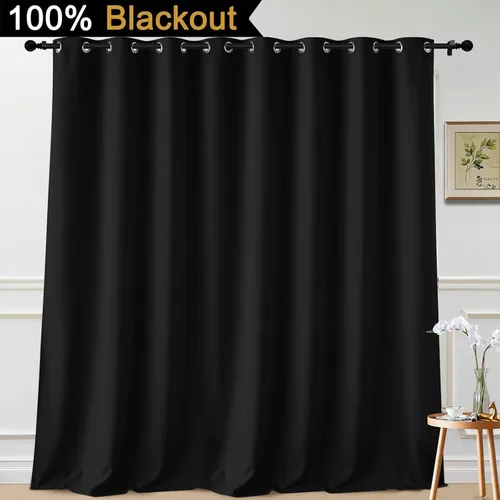 Miniatura 2 de Yakamok - Cortinas 100% opacas con aislamiento térmico, con ojales, barrera reductora de ruido para puerta corrediza, 2 capas gruesas, bloqueo
