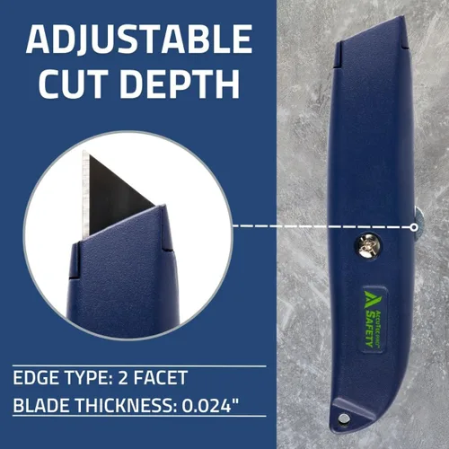 Miniatura 4 de AccuTec Pro Safety U1 Cuchillo utilitario estándar – Cuchillo de bolsillo resistente, afilado y seguro para profesionales – Incluye hoja de acero al