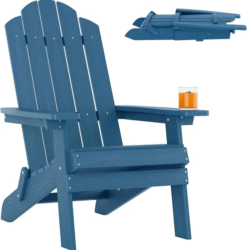 Miniatura 28 de MXIMU Silla Adirondack plegable para exteriores: sillas Adirondack fáciles de montar y cómodas, silla de plástico compuesto para todo tipo de clima