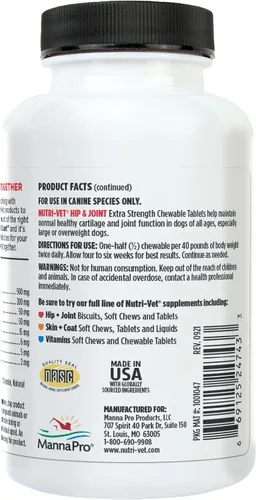 Miniatura 8 de Nutri-Vet Suplemento extra fuerte para cadera y articulaciones para perros, suplementos para cachorros, suplemento para articulaciones de perro