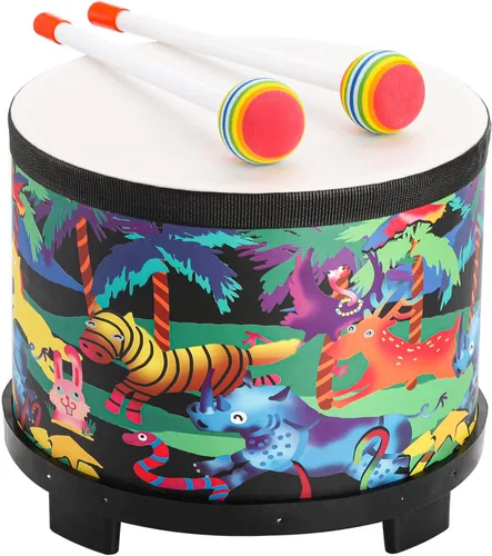Miniatura 3 de Tosnail Tambor de percusión de 8 pulgadas con bolsa de almacenamiento y mazos, instrumento musical para regalo de cumpleaños de Navidad, selva